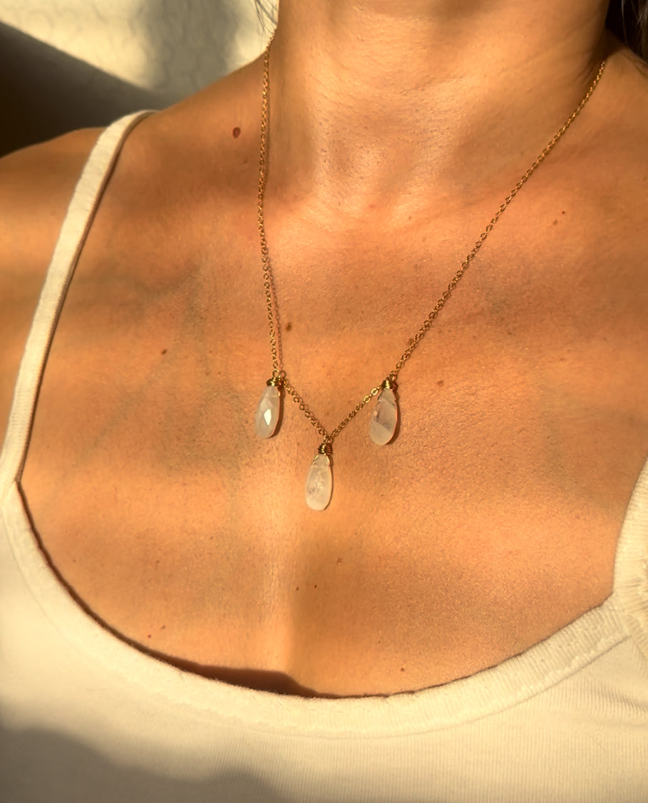 Moonstone Rain Drop Necklace